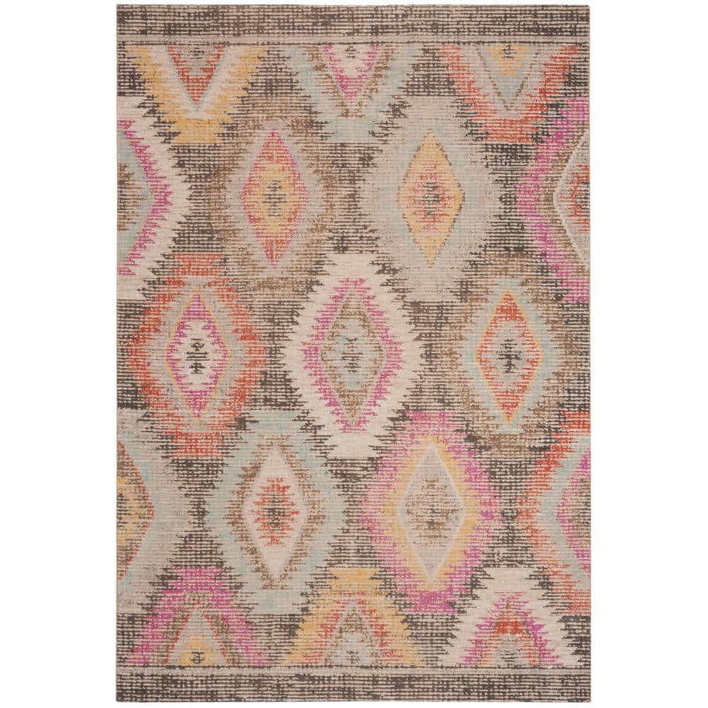 SAFAVIEH Montage Collection 2'3' x 8' Grey/Multi MTG212F Boho Indoor/ Outdoor Non-Shedding Easy scrubbing Patio Backyard Porch Deck Mudroom Runner-Rug