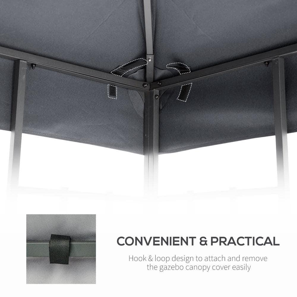 Outsunny Gazebo Replacement Canopy for Model 01 -0153, 2-Tier Top Cover for 9.84' x 9.84' Outdoor Gazebo, Gray (TOP ONLY)