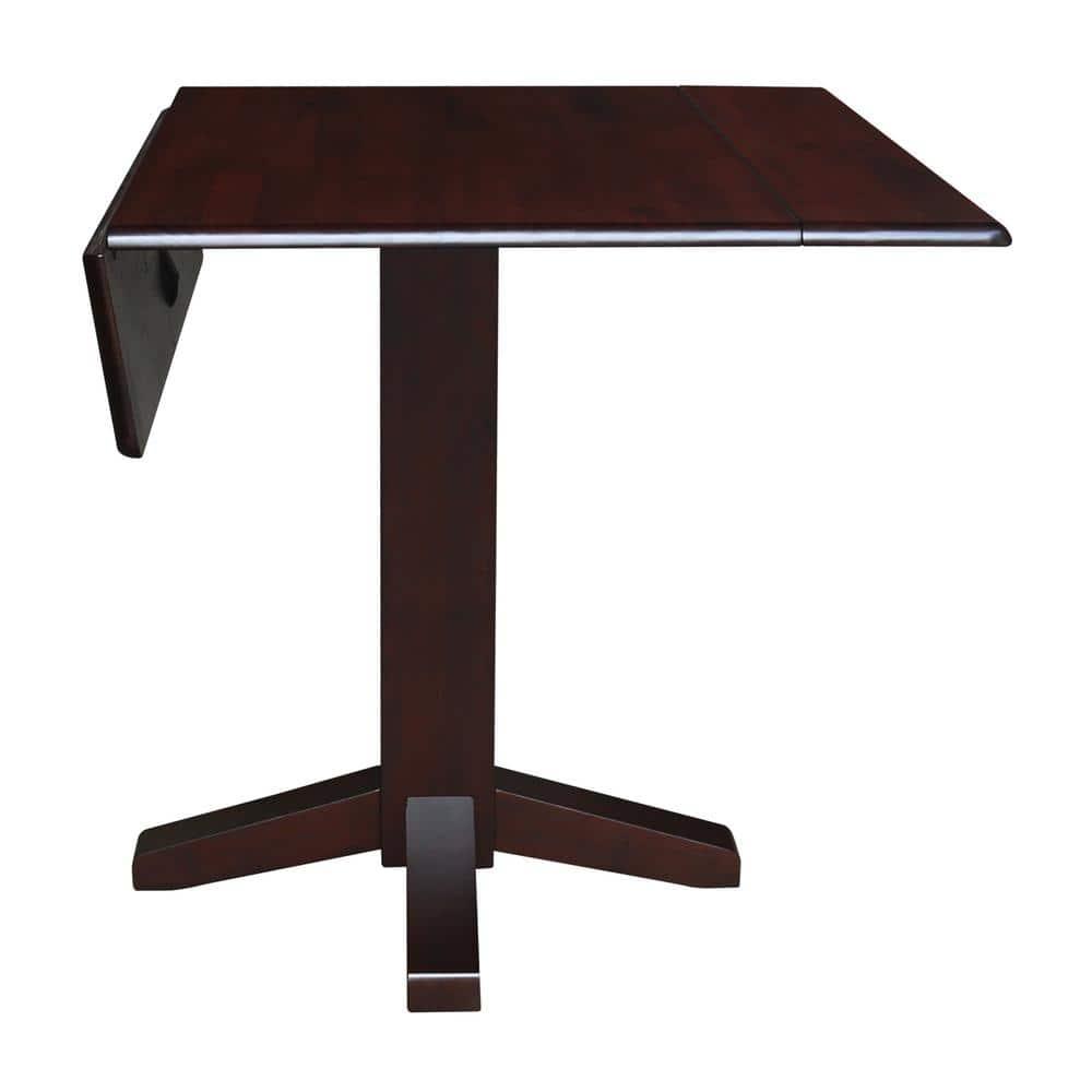 36" Sanders Square Dual Dining Table Rich Mocha - International Concepts: Solid Wood, 4-Seater Kitchen Table