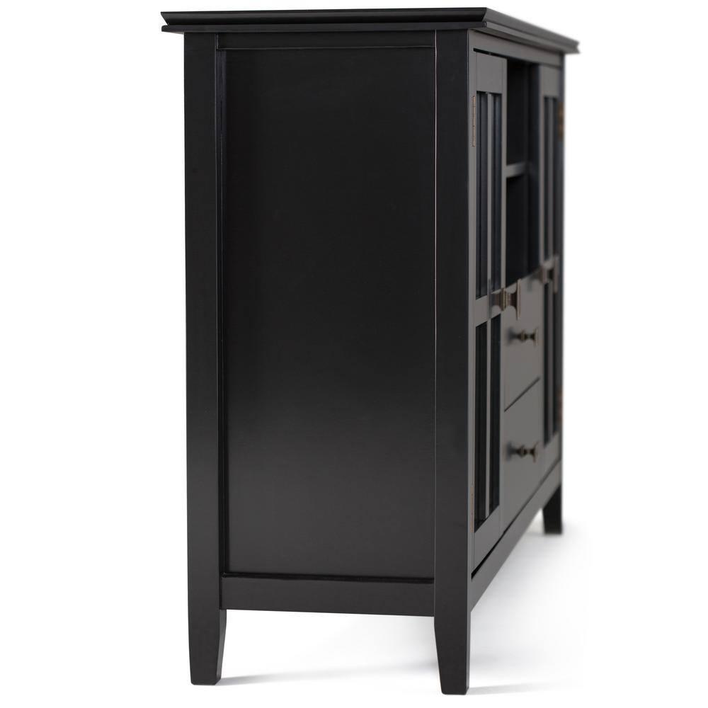 Simpli Home Artisan Wood 53" Transitional TV Media Stand in Black For TVs up to 60"