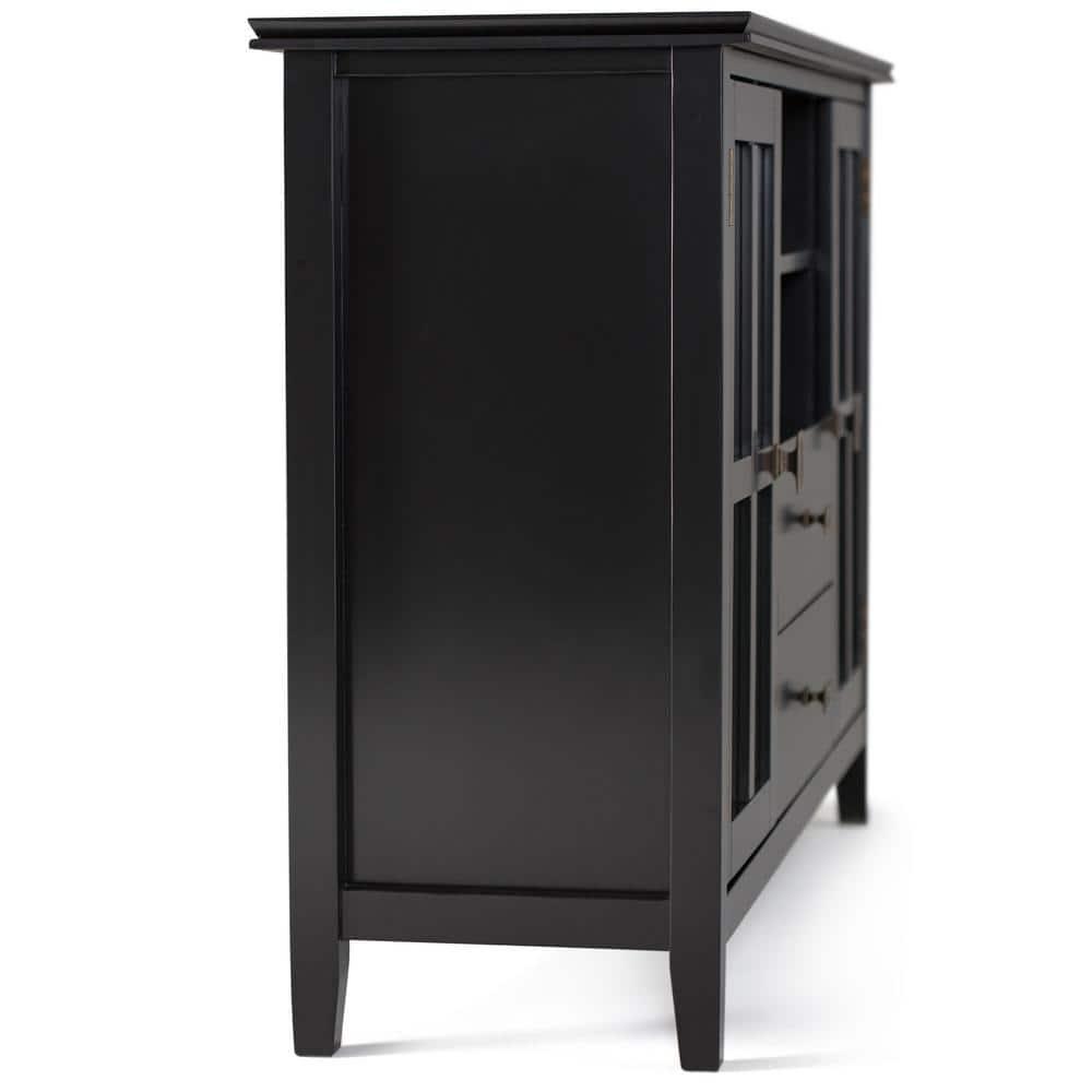 Simpli Home Artisan Wood 53" Transitional TV Media Stand in Black For TVs up to 60"