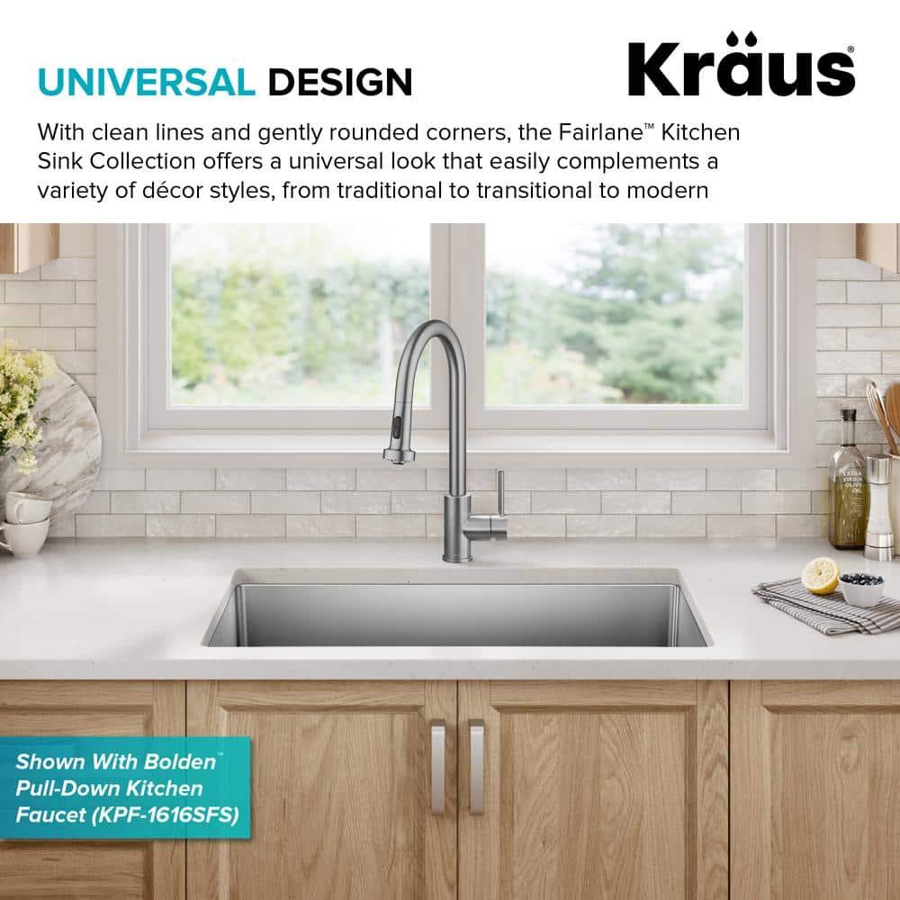 KRAUS Fairlane Undermount 18-Gauge Stainless Steel Kitchen Sink