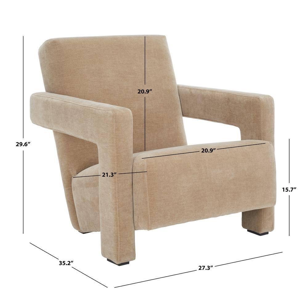 Safavieh  Couture Taylor Modern Velvet Accent Chair - 27 in. W x 35 in. D x 30 in. H Light Brown