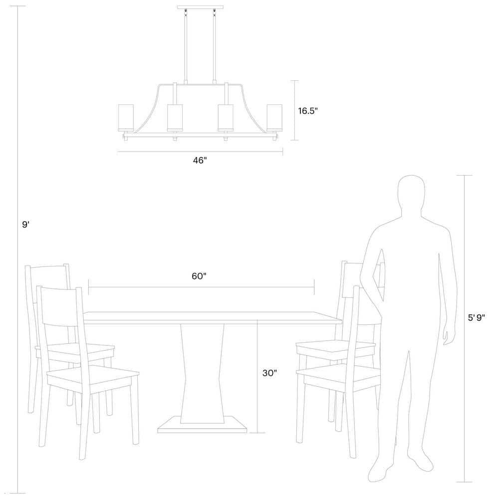 Steffens Wood & Iron Linear Chandelier (46")