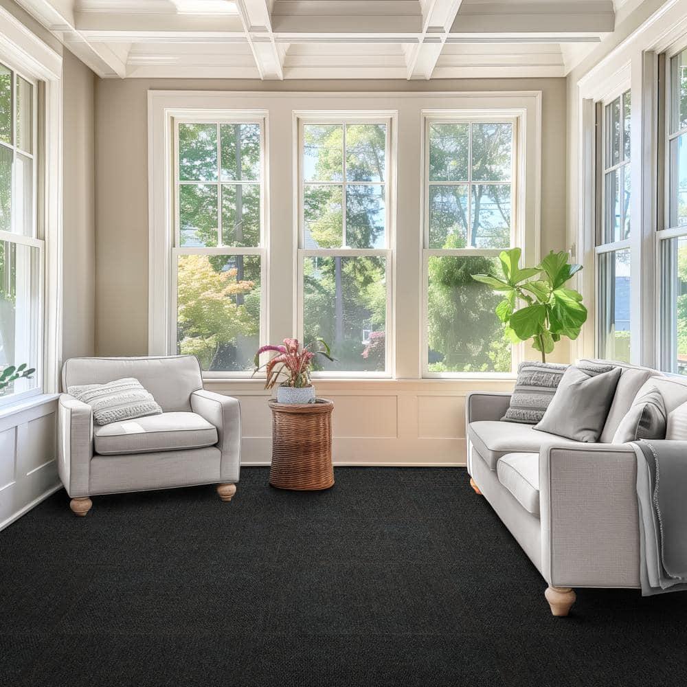 24" 10pk Self Stick Carpet Tile Charcoal - Foss Floors: Indoor/Outdoor Polyester Flooring, Water-Resistant