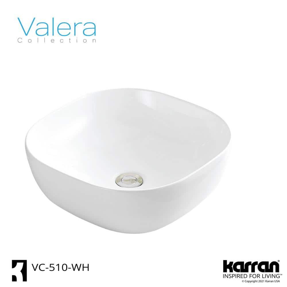 Karran Valera 17 In. Vitreous China Square Vessel Bathroom Sink