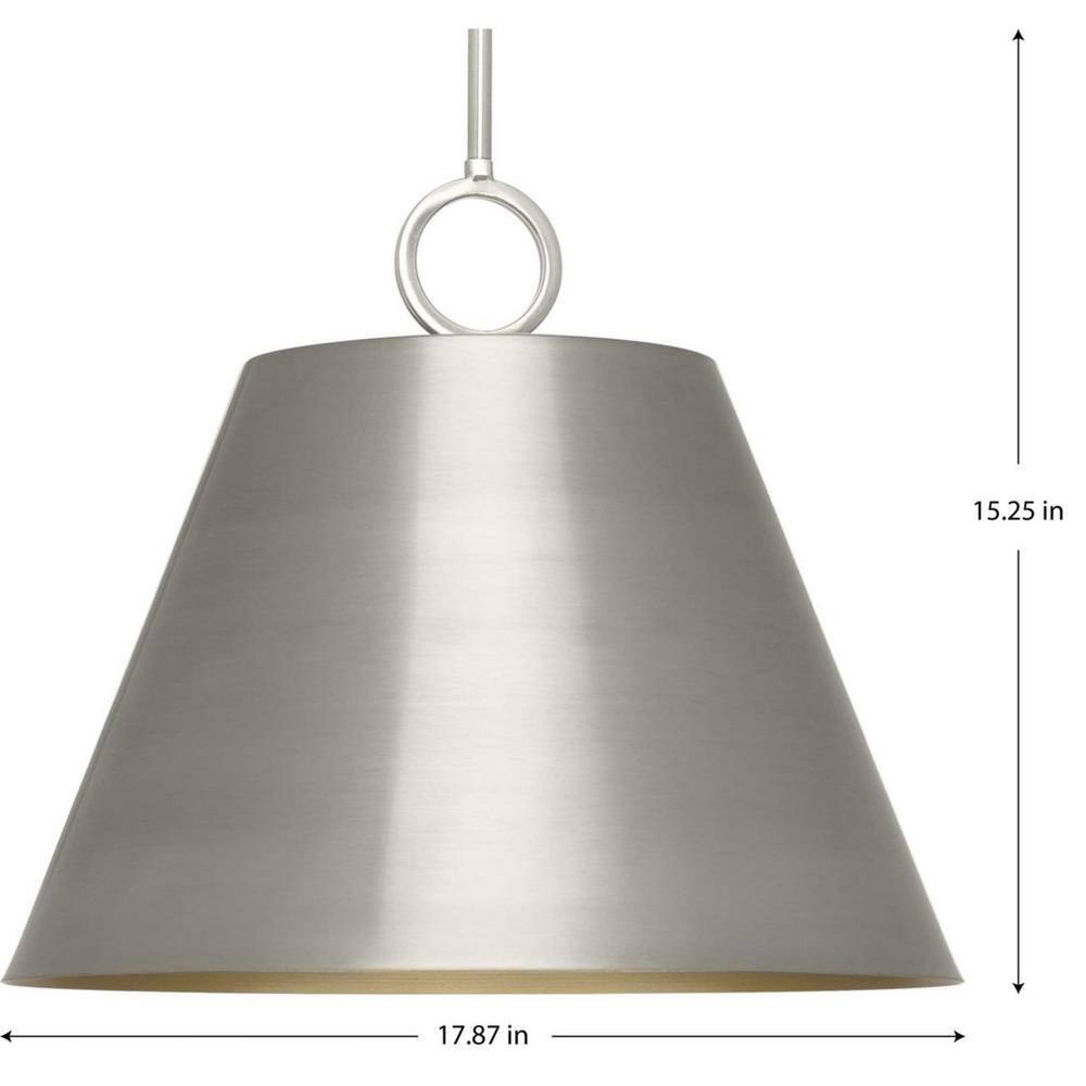 Progress Lighting Parkhurst 3-Light Pendant, Brushed Nickel, Dome Metal Shade