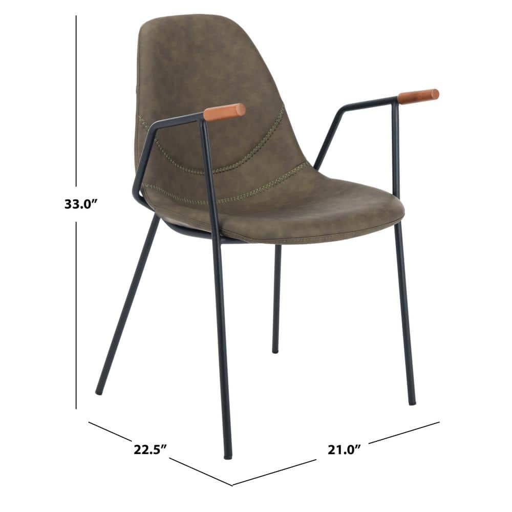 Tanner Mid-Century Dining Chair (Set of 2) - DCH3001 - Olive/Black - Safavieh
