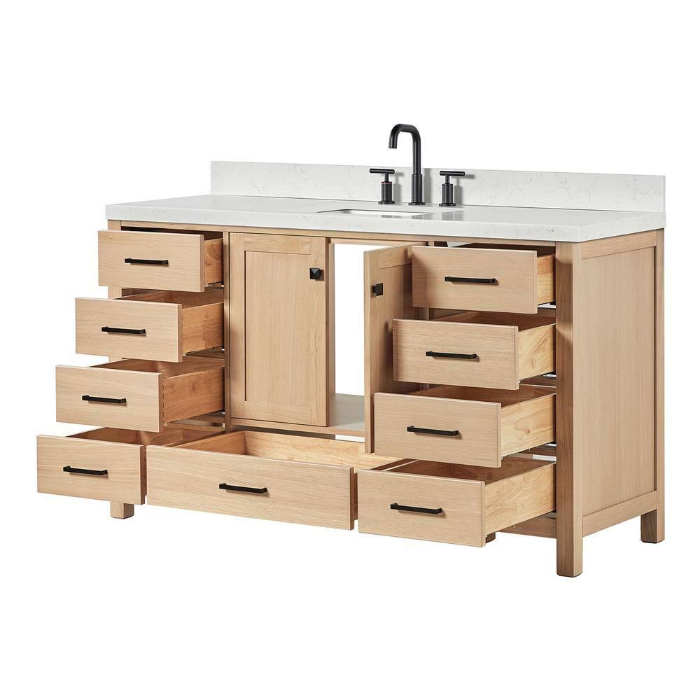 ARIEL Cambridge 60.25 Single Sink Bathroom Vanity with Carrara White Quartz Top