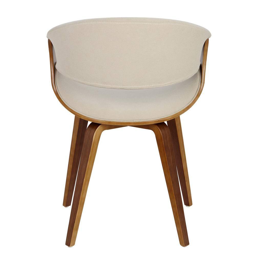 Curvo Mid-Century Modern Dining Accent Chair Cream - Lumisource: Upholstered, Wood Legs, Polyester