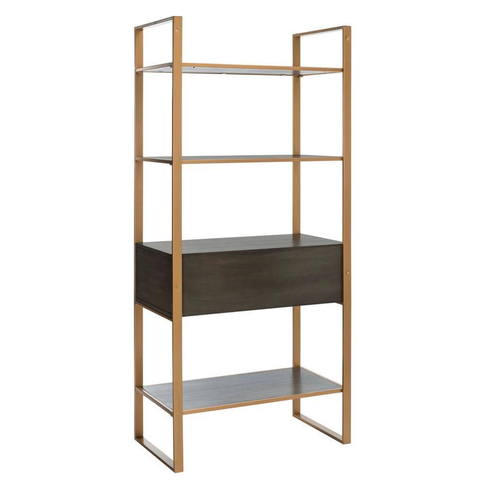 Skylar 4 Tier 1 Drawer Etagere - Gold / Grey - Safavieh