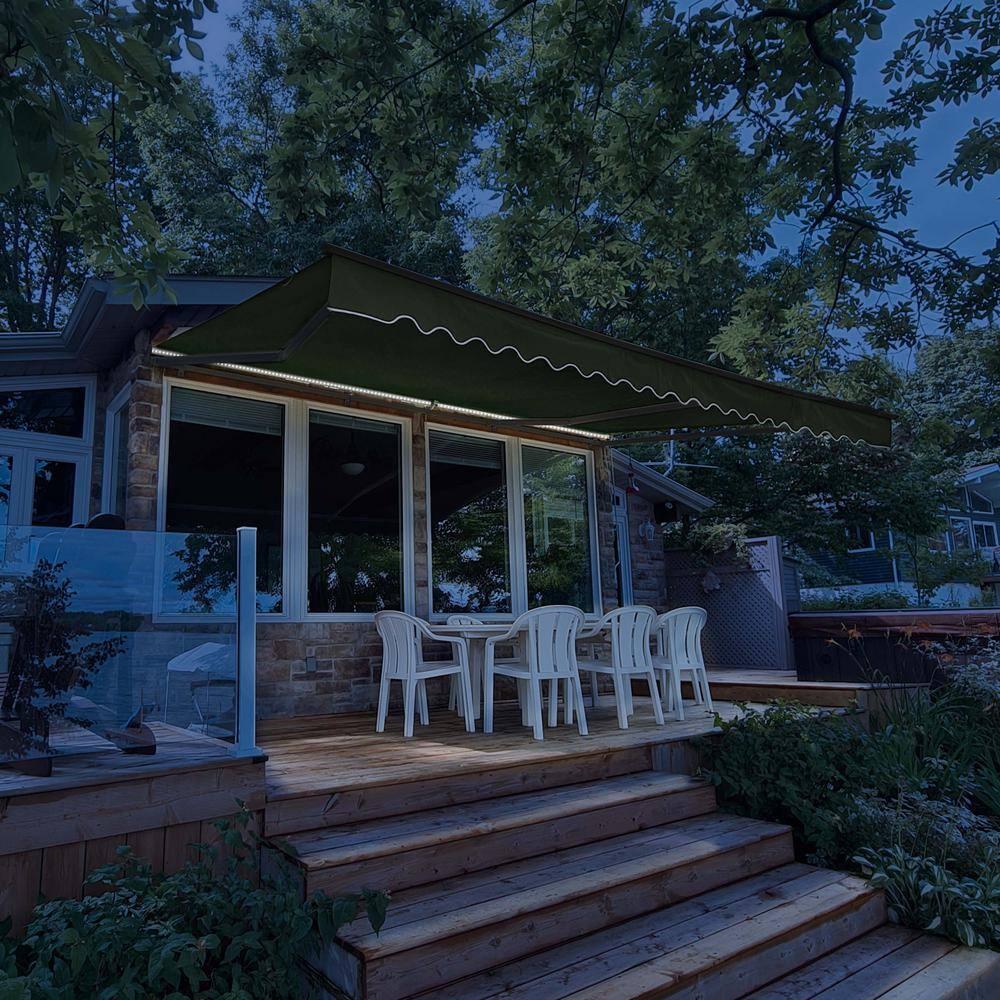Semi-Cassette Motorized Patio Awning with LED Lights - Moroccan Collection
