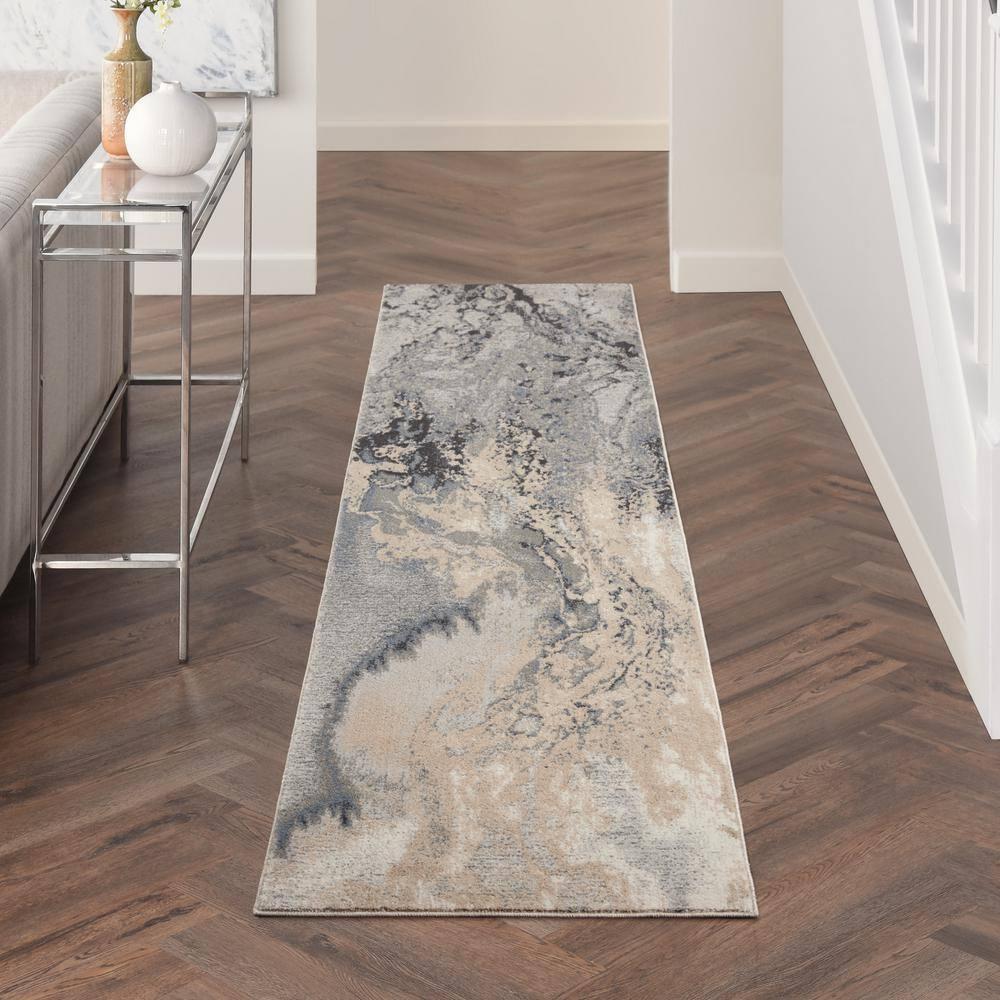 Nourison Maxell Modern Abstract Indoor Area Rug Grey 2'2" x 10'