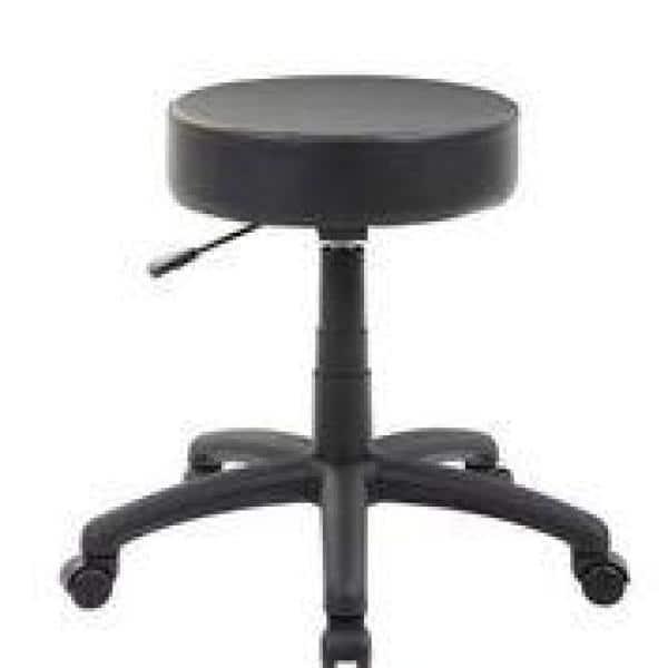 Boss Office Products Dot Faux Leather Swivel Drafting Stool in Black