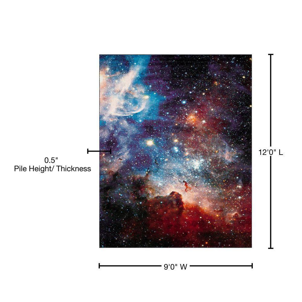 SAFAVIEH Galaxy Kalden Astronomy Area Rug, Purple/Multi, 9' x 12'