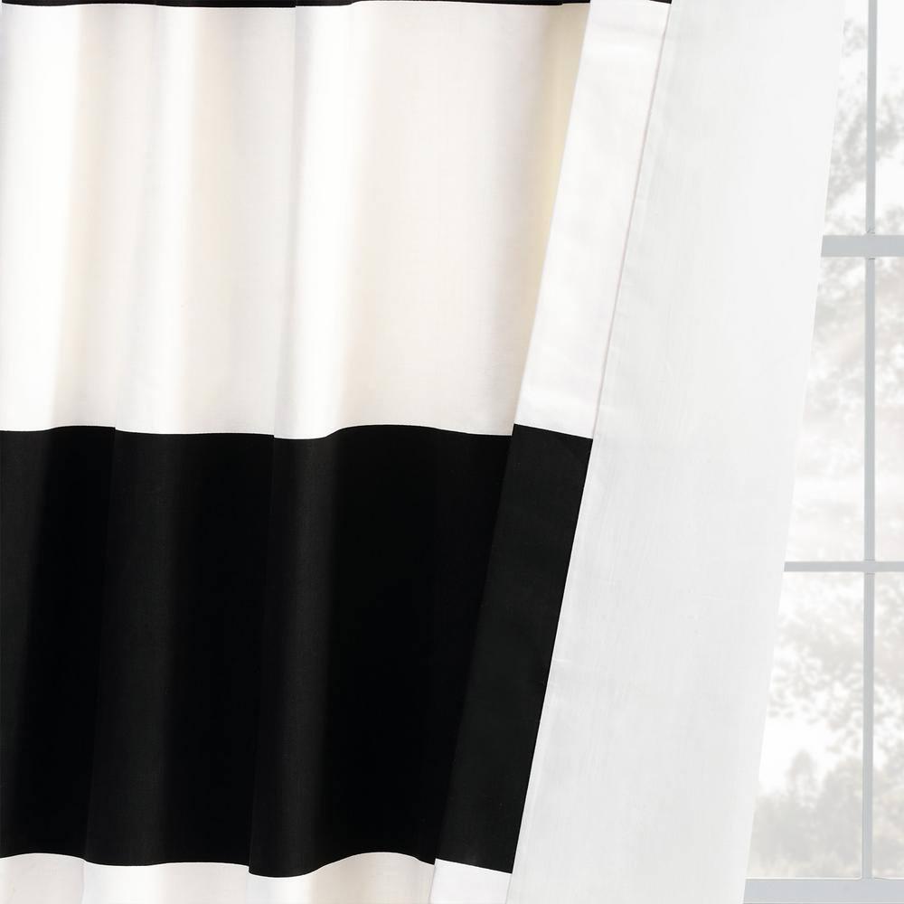 Onyx Black & Off White Horizontal Stripe Curtain (1 Panel), Onyx Black & Off White, 50W X 96L