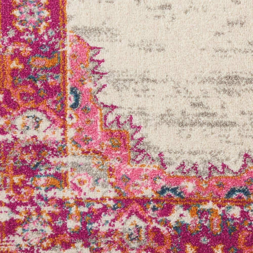 Nourison Passion Medallion Bohemian Indoor Rug Ivory/Fuchsia 5'3" x 7'3"