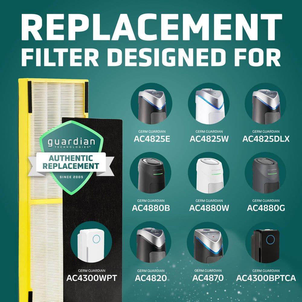 GermGuardian FLT4825 HEPA GENUINE Replacement Filter B Air Purifiers for AC4300/AC4800/AC4900/CDAP4500/AP2200 Series Gray: True HEPA, Carbon Filter