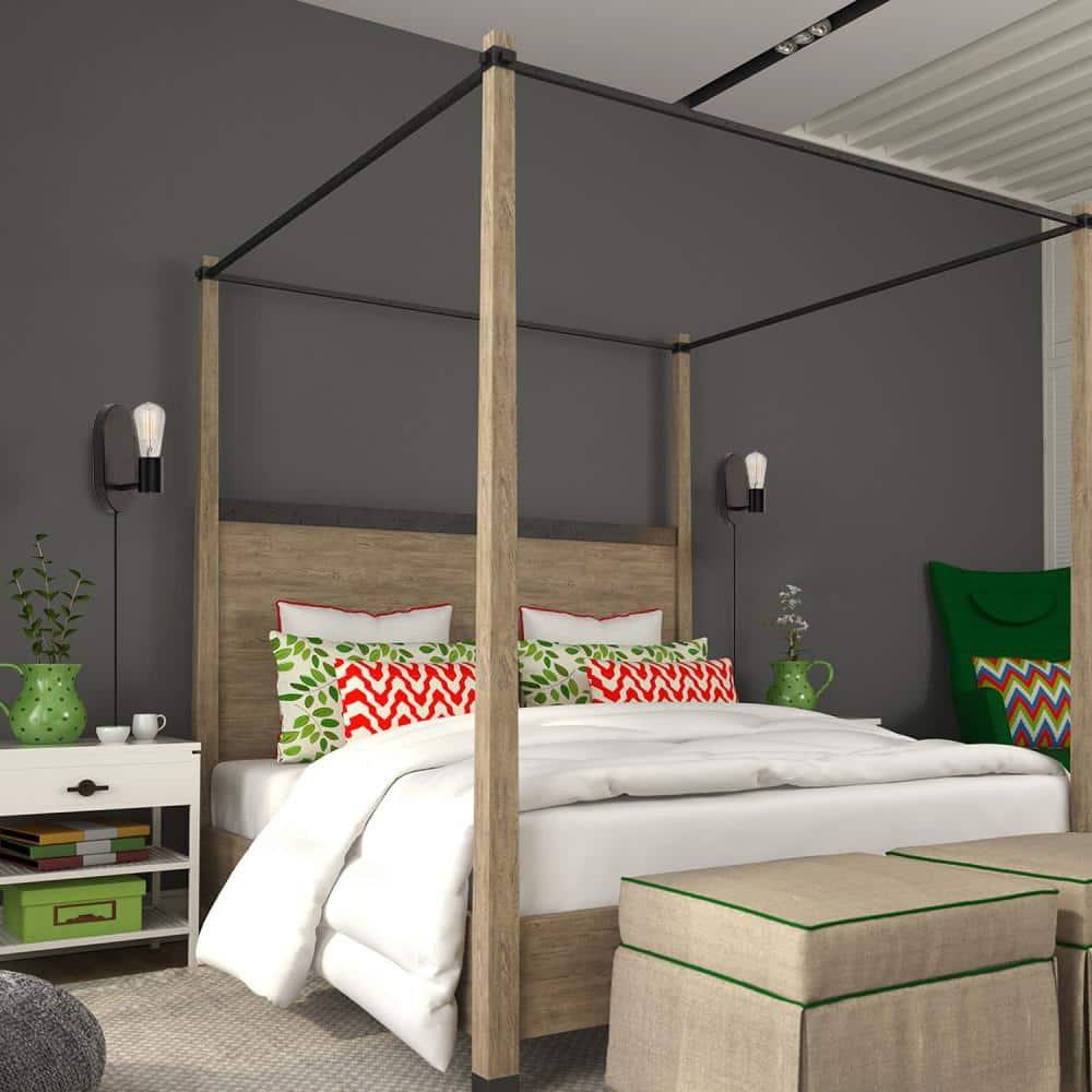 Linus 1-Light Matte Black Plug-In or Hardwire Wall Sconce - Novogratz x Globe: ETL Listed, Metal Body, No Shade