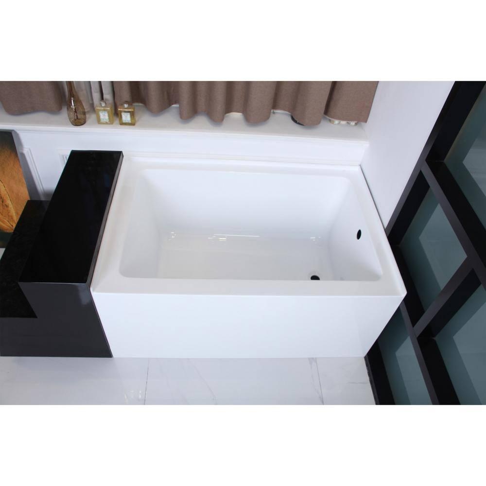 48 in. Aqua Eden Ambry Acrylic Alcove Tub with Right Hand Drain Hole, White