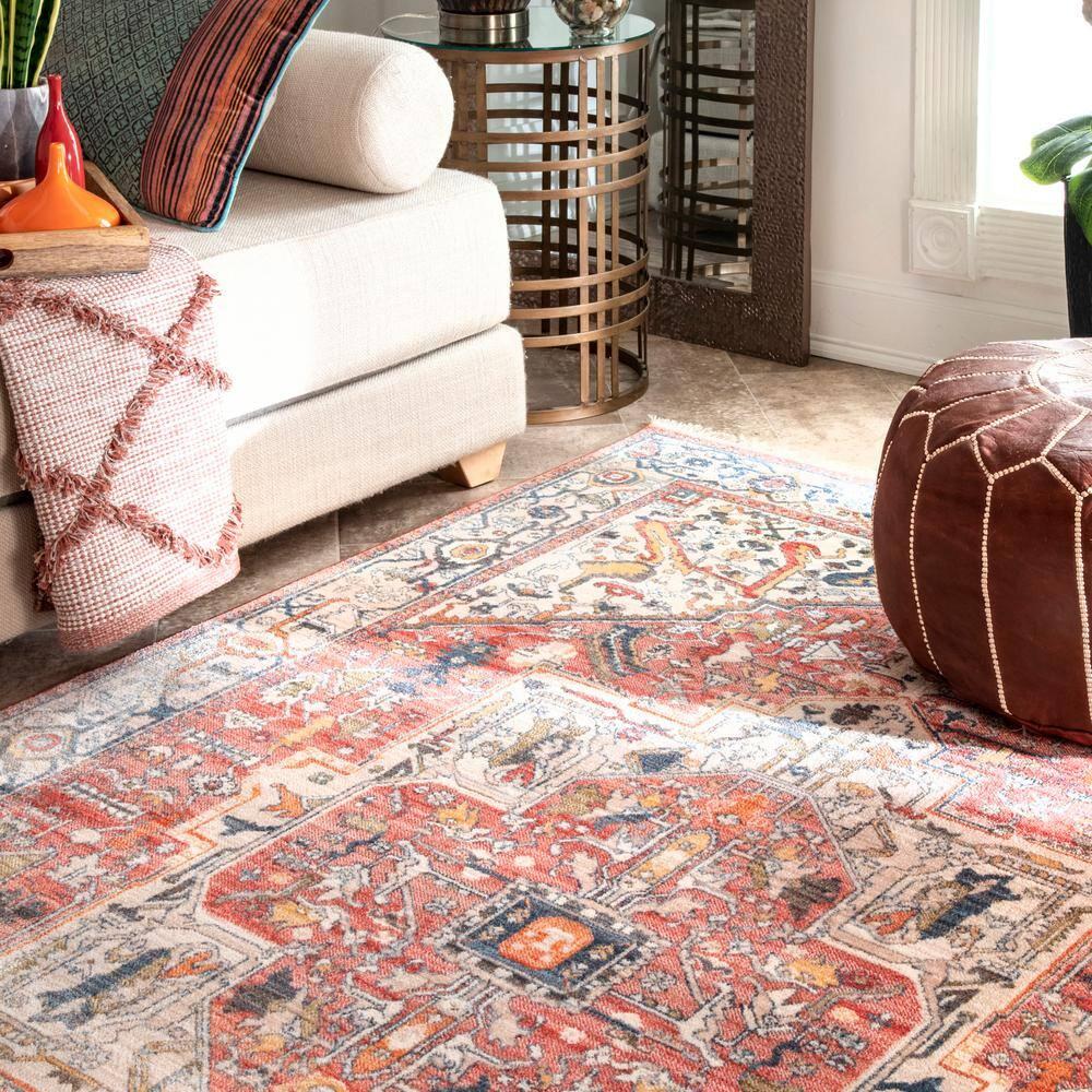 Nuloom Harriet Oriental/Persian 2x3 Accent Indoor Area Rug for Living Room Bedroom Dining Room Entryway Kitchen, Orange/Multicolor