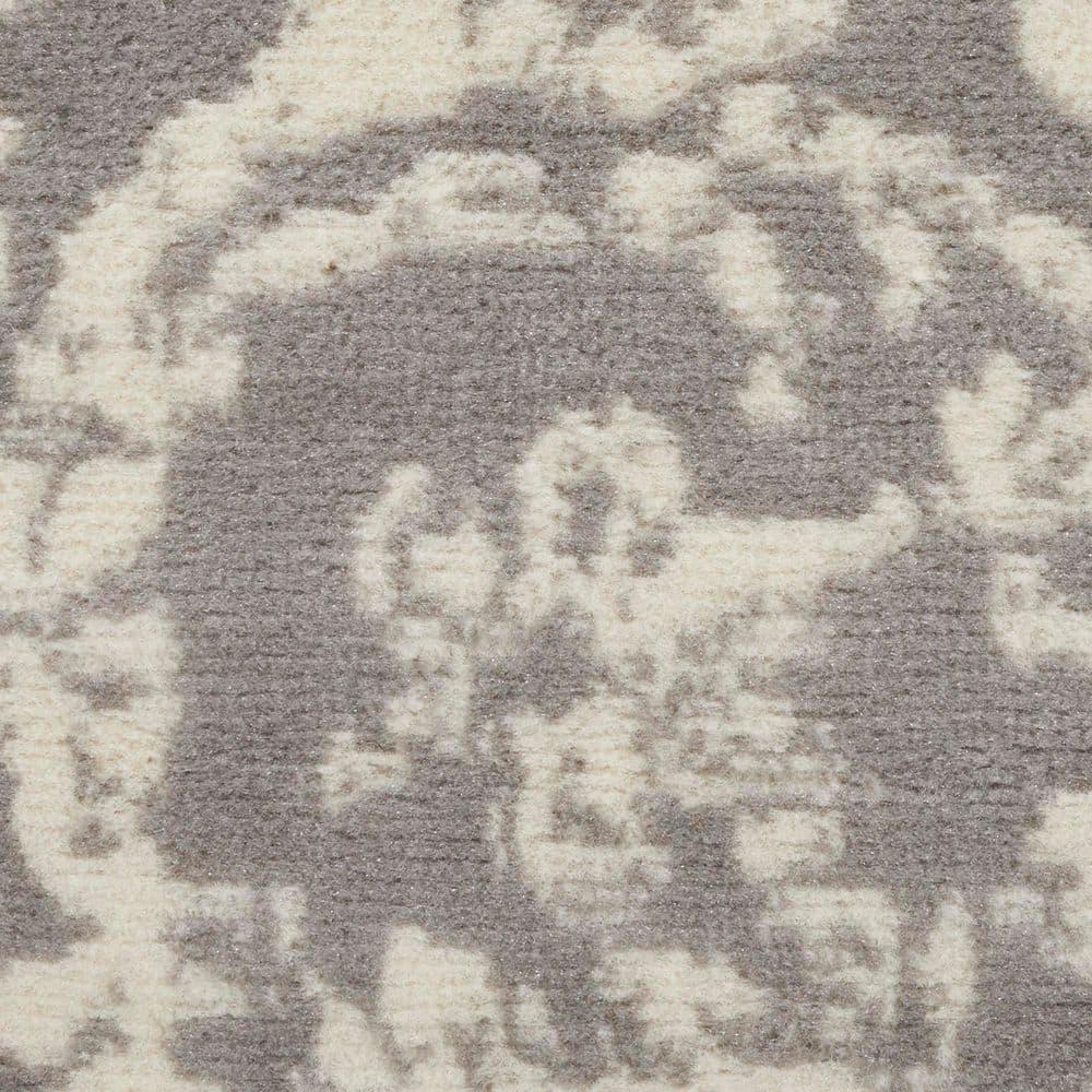 Nourison Jubilant 2'3" x 7'3" (7' Runner) Grey Area Rug Farmhouse Vintage Damask by Nourison