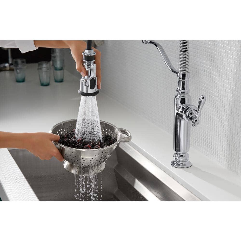 Kohler Tournant® Single Handle Semi-Professional Pre-Rinse Kitchen Faucet with Three-Function Pull Down Sprayer