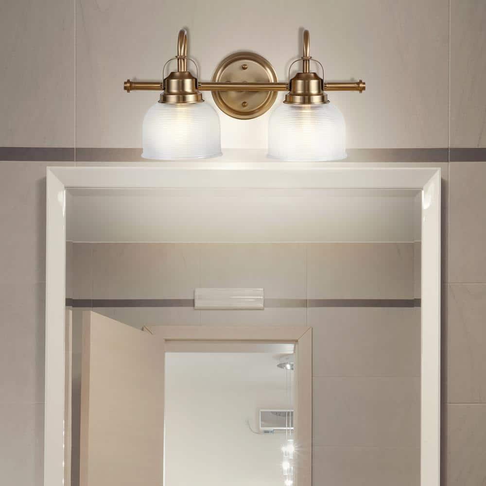 17.25" LED 2-Light Metal/Glass Virginia Pendent Brass/Gold - JONATHAN Y: ETL Listed, Bathroom Fixture, Bright Light