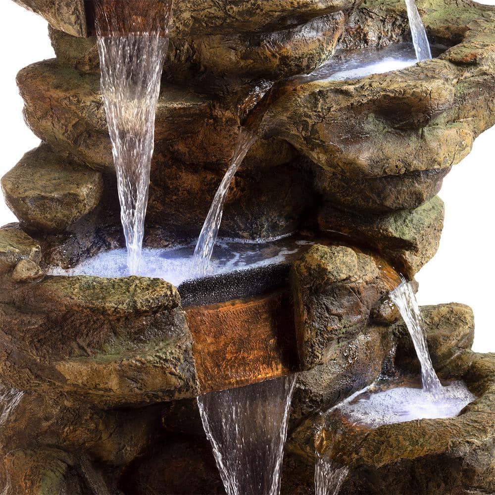 Alpine Corporation 6-Tier Amazonian Water Fountain with LED Lights