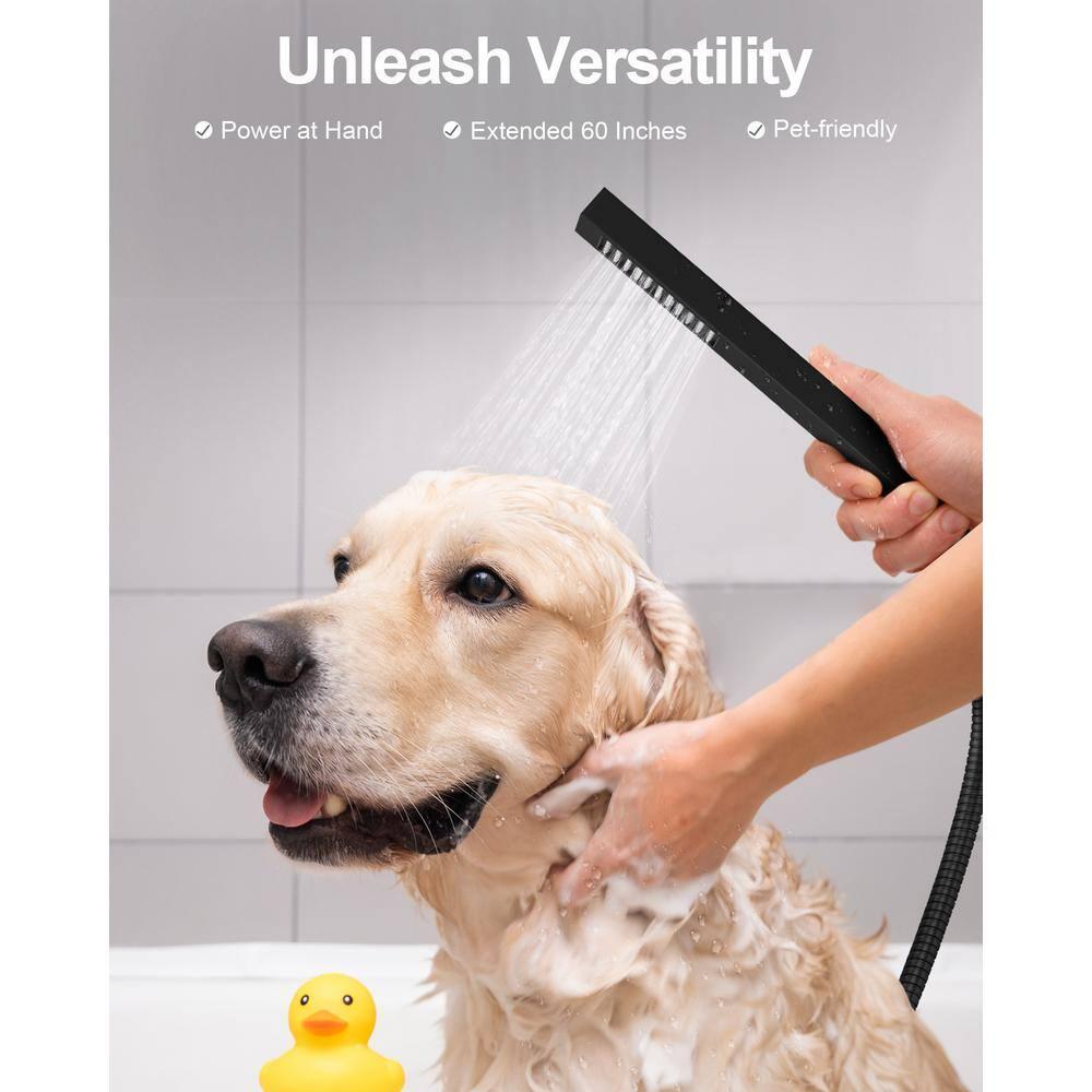 GRANDJOY Dual Wall Mount Rainfall Shower Head System Luxury Adjustable 12 inch & 6 inch Shower Faucet Set with Handheld Shower Spray Thermostatic Pressure Balance Value, Matte Black