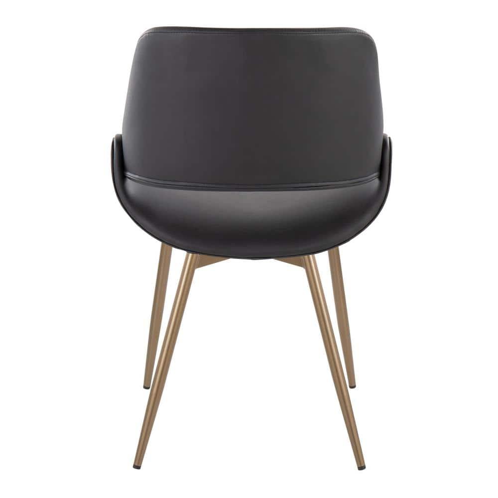 Fabrico Contemporary Accent Chair In Antique Copper Metal And Grey Faux Leather By Lumisource - Set Of 2