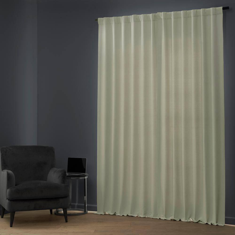 Oat Cream Textured Bellino Room Darkening Curtain - 50 in. W x 84 in. L Rod Pocket with Back Tab Single Curtain Panel