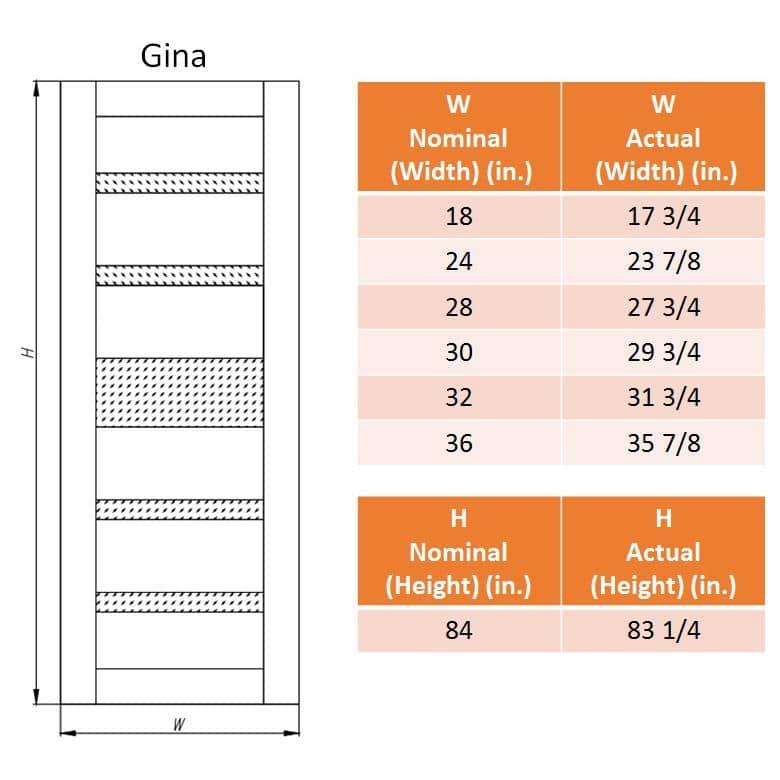 Belldinni Gina Solid Manufactured Wood and Glass Paneled Prefinished Standard Door Slab