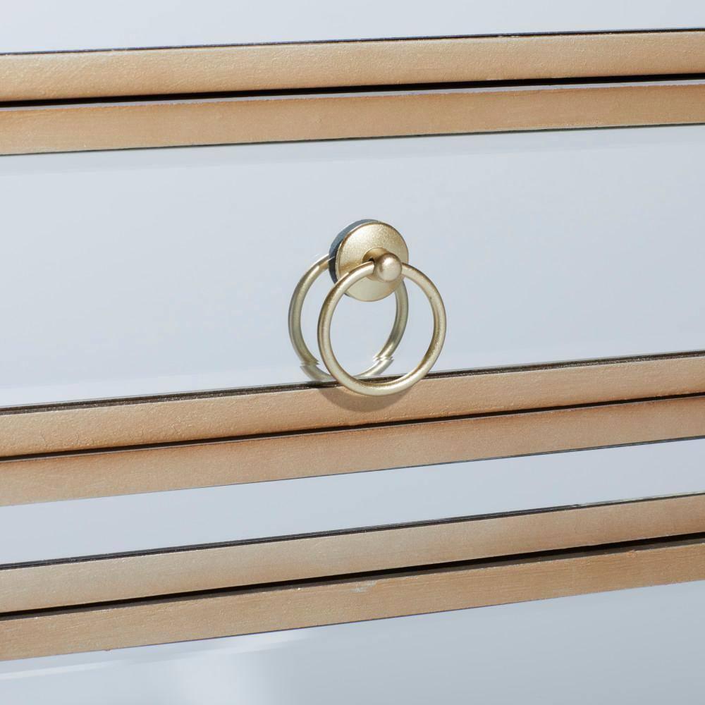 Mercer41 Alpena Glass Mirrored 1 Drawer and 1 Door Beige Cabinet