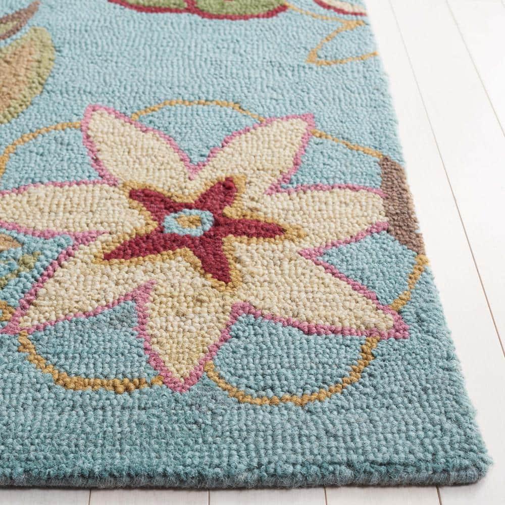 Blossom BLM675 Hand Hooked Area Rug - Blue/Multi - 4'x6' - Safavieh.