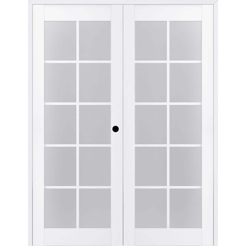 Palladio Active 10-Lite Frosted Glass Wood Composite Double Prehung French Door