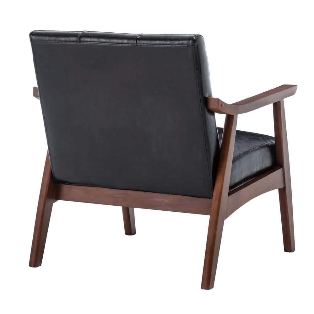 Convenience Concepts Take a Seat Natalie Accent Chair, Black Faux Leather/Espresso