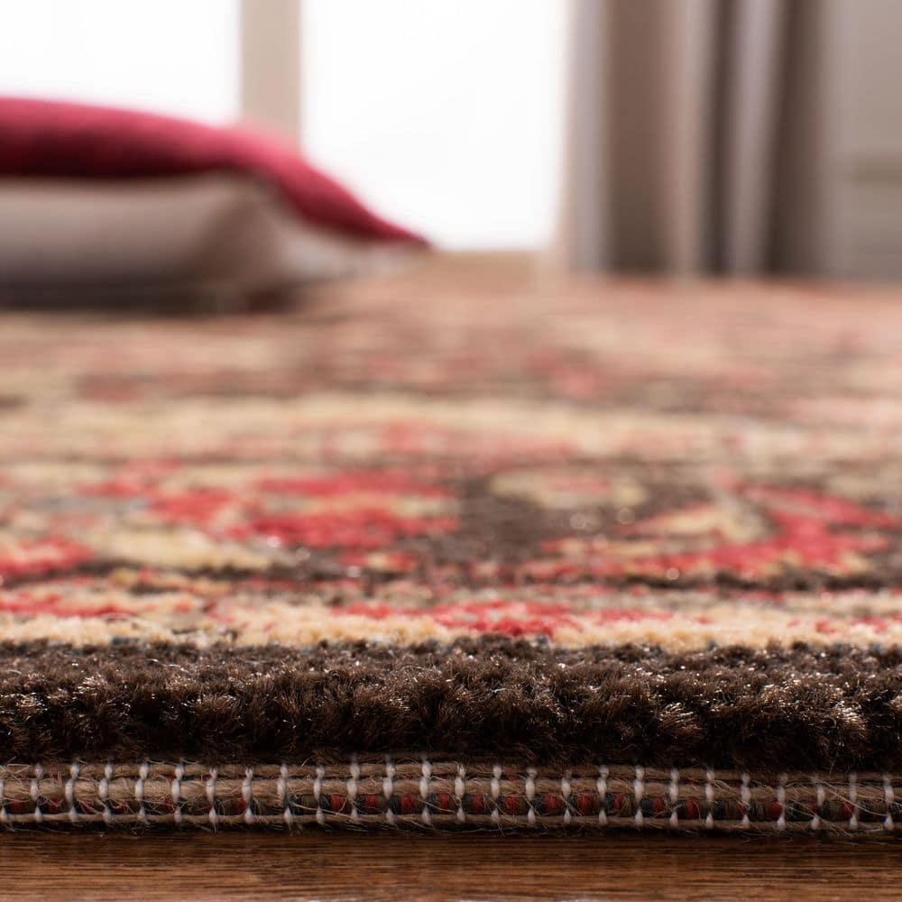 Mahal Brown and Beige Synthetic Floral 2' x 4' Area Rug