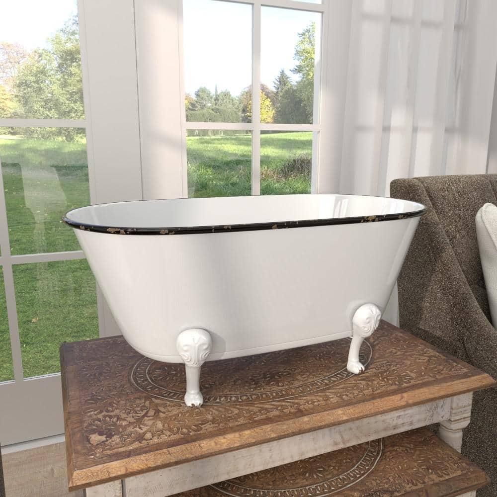 DecMode 20" x 9" Indoor Outdoor Bathtub White Metal Planter