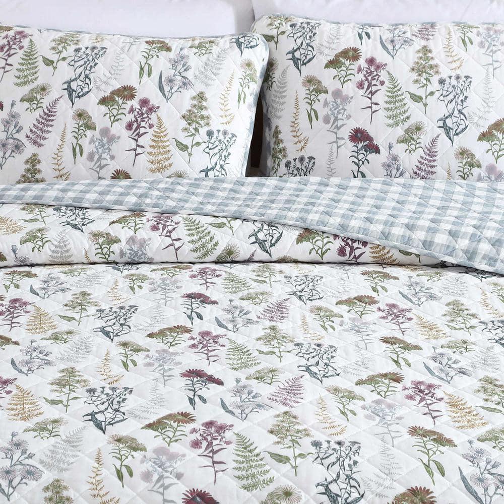 Eddie Bauer Eddie Bauer Flower Field Cotton Reversible Green Quilt Set