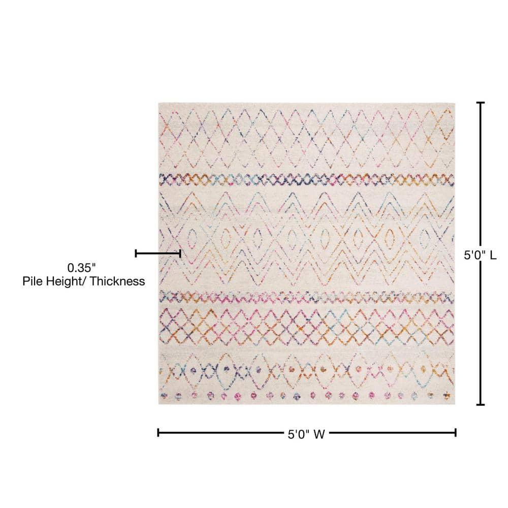 Madison 700 MAD798 Power Loomed Indoor Area Rug - Ivory/Fuchsia - 5'3"x5'3" - Safavieh