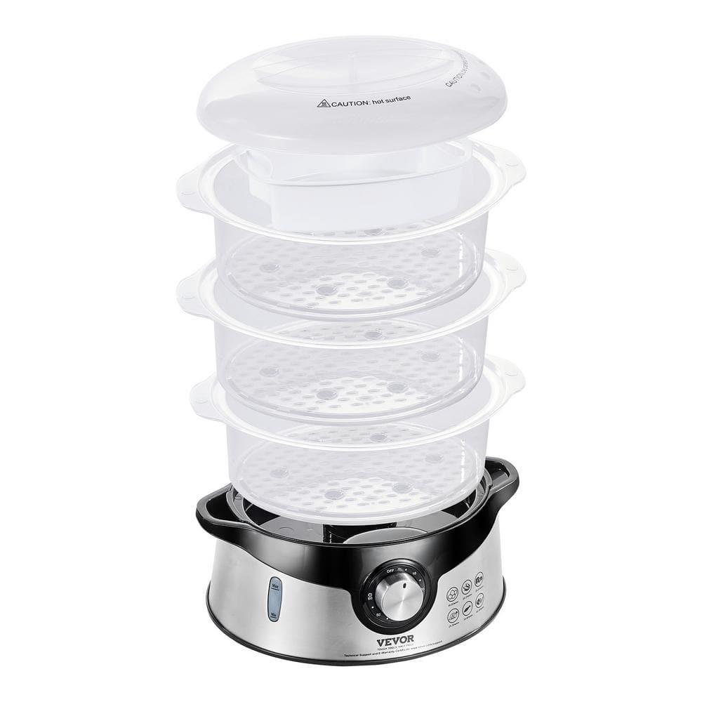 Black 9.5 Qt Electric Food Steamer with 3 Stackable Trays