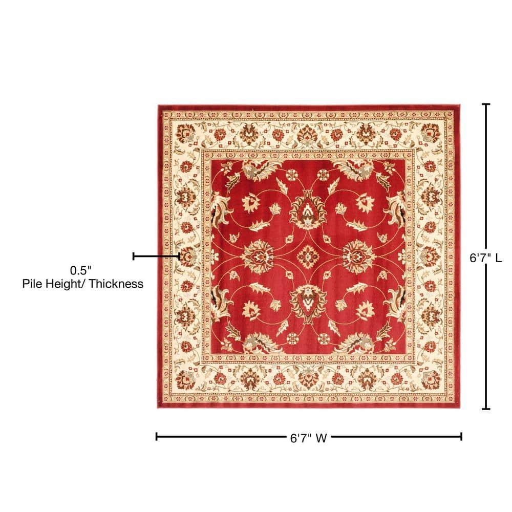 Lyndhurst LNH553 Power Loomed Area Rug - Red/Ivory - 6'7"x6'7" - Safavieh.
