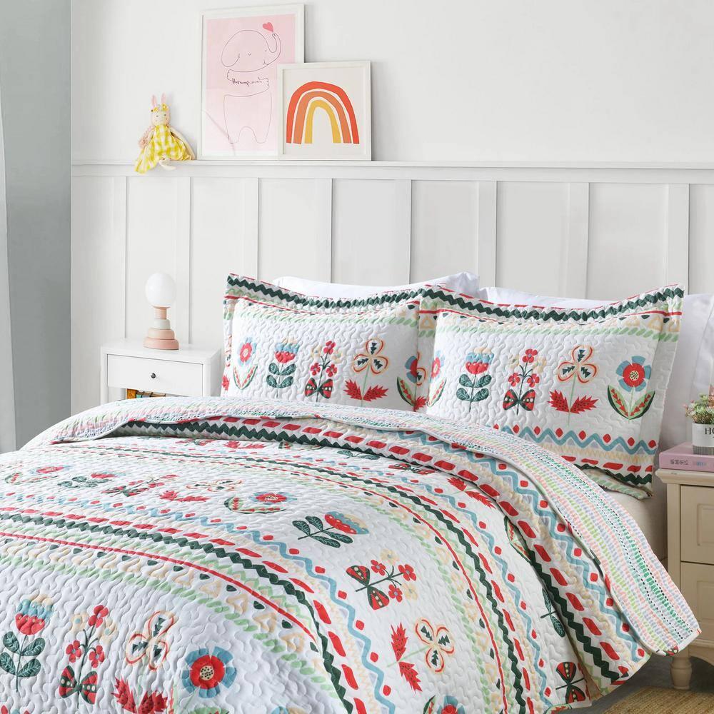 MarCielo 2/3 Piece Kids Cotton Quilt Bedspread Comforter Set Throw Blanket for Teens Boys Girls Kids Beds Bedding Coverlet LiTa Twin 2 Piece