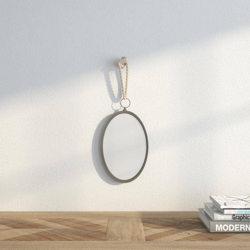 Large Oval Metal Wall Mirror with Rope Hanging Loop - Stonebriar Collection: Farmhouse Style, No Assembly Required