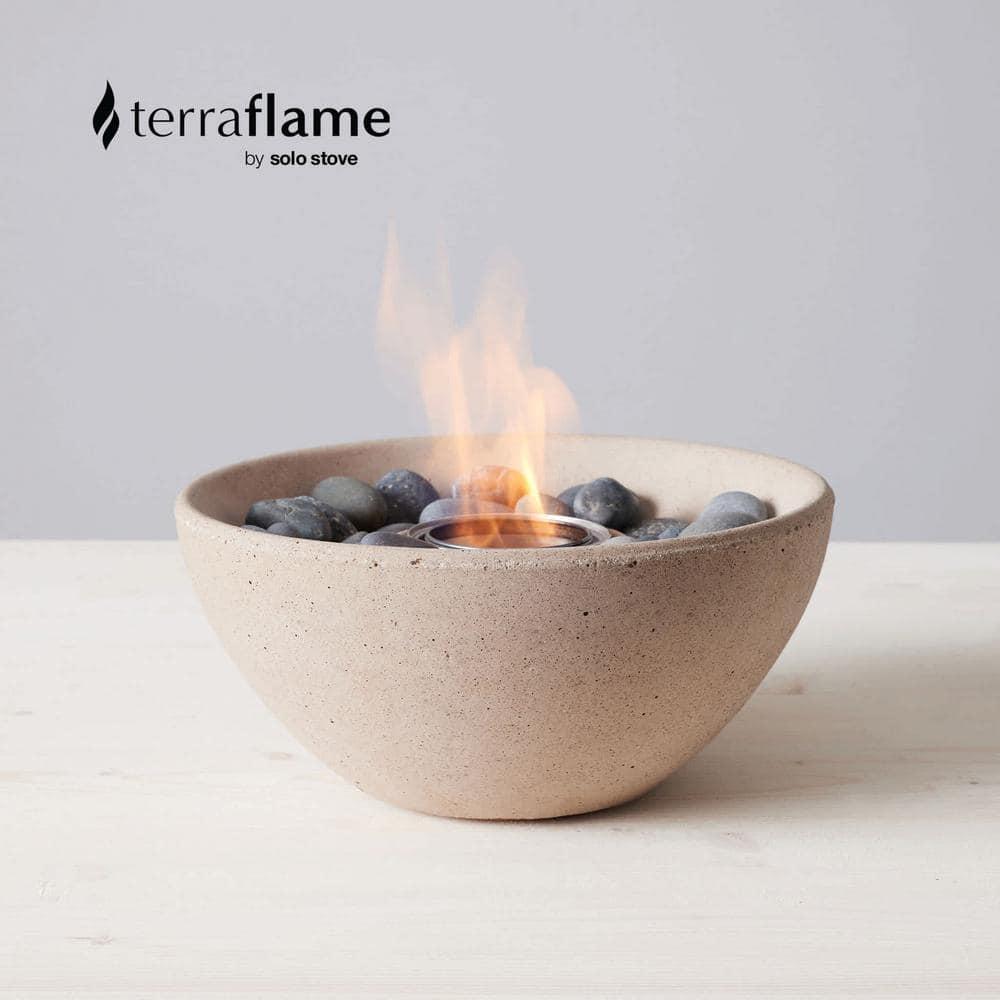 TerraFlame Basin Concrete Table Top Gel Fuel Fire Bowl - Indoor and Outdoor Use