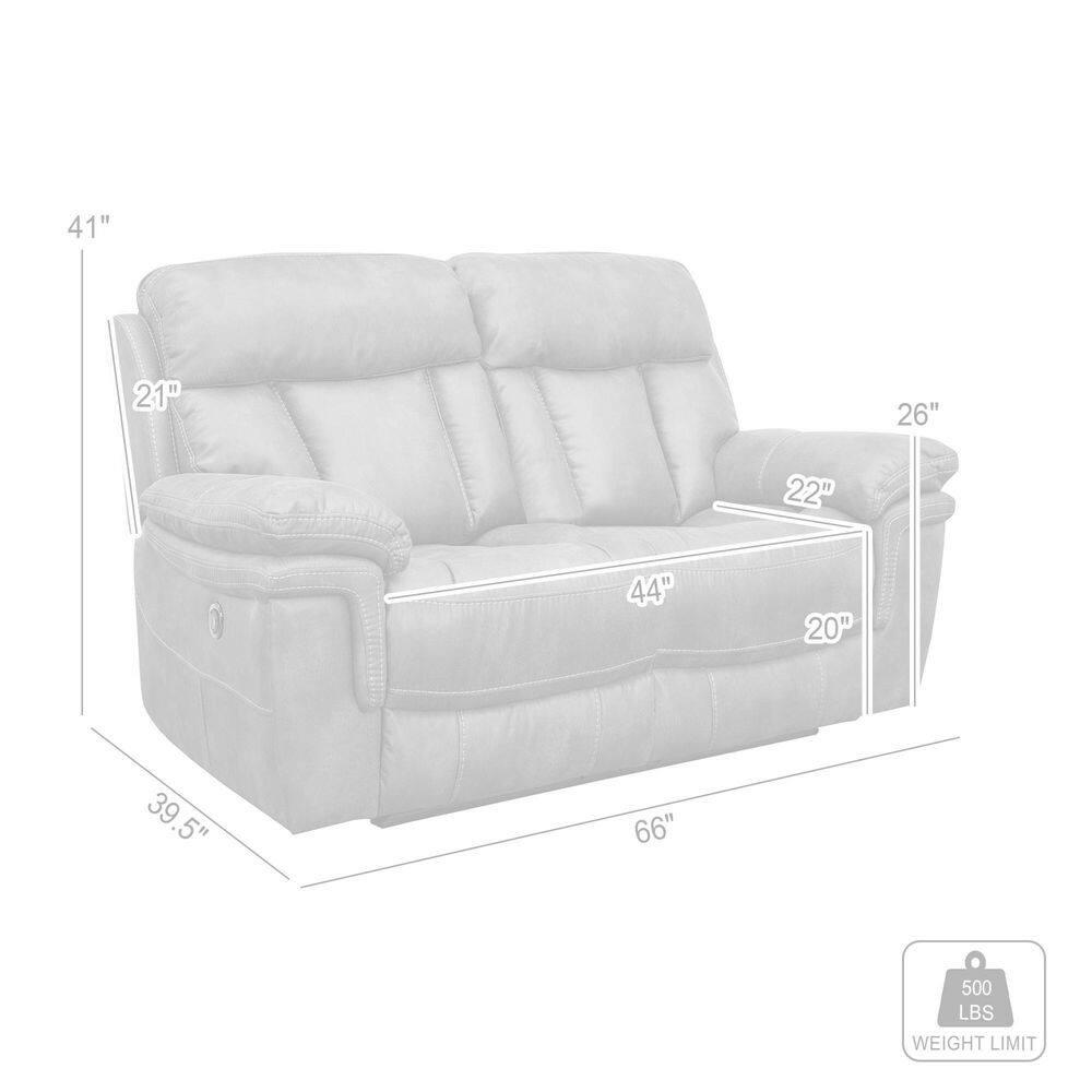 Estelle Power Loveseat in Gunmetal Fabric
