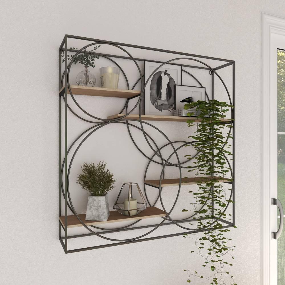 DecMode 32" x 7" 4-Tier Gray Wall Shelf