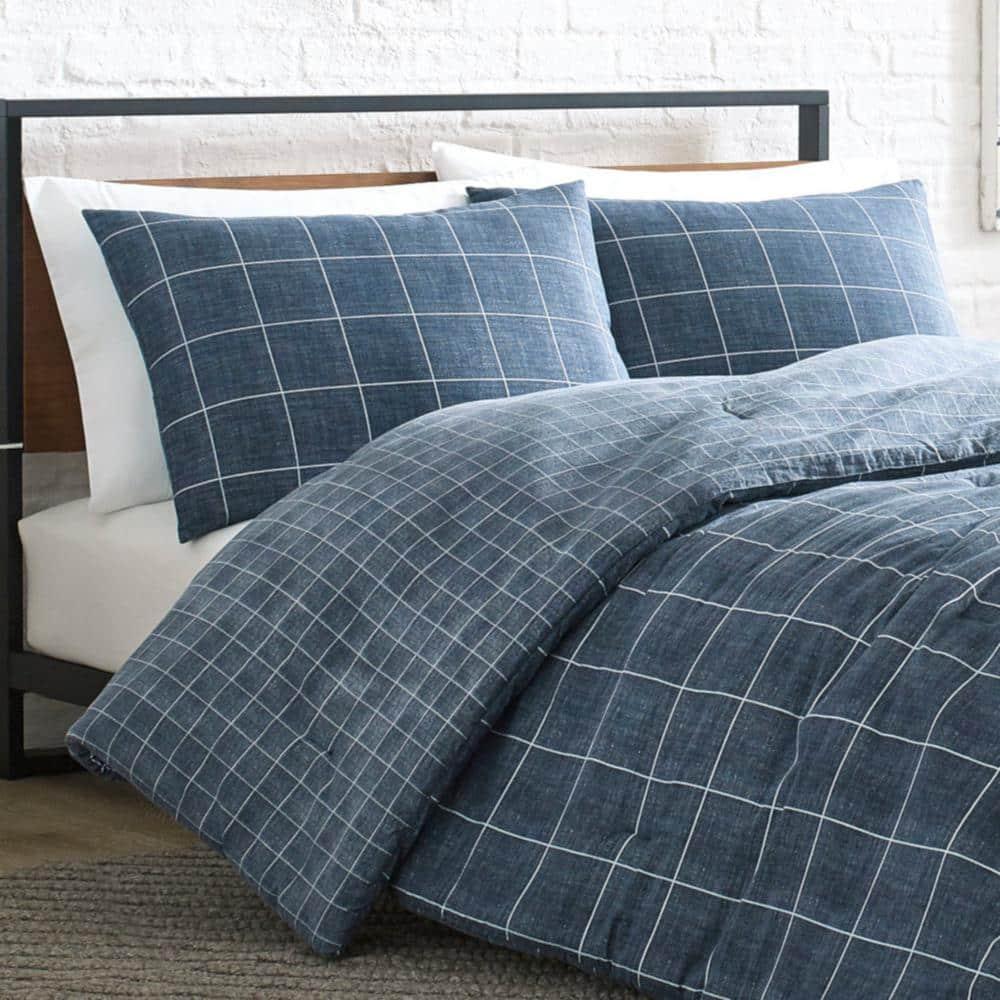 Kenneth Cole Kenneth Cole Holden Grid Cotton Blue Duvet Cover Set