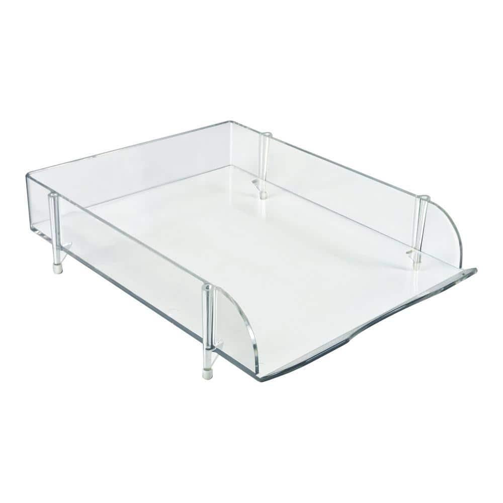 Stackable Clear Letter Tray Desk Organizer, 4-Pack (Set of 4)